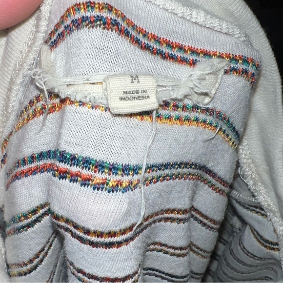 Madewell White Rainbow Stripe Casual Pocket Long Sleeve Pullover Top Size M - Picture 10 of 10
